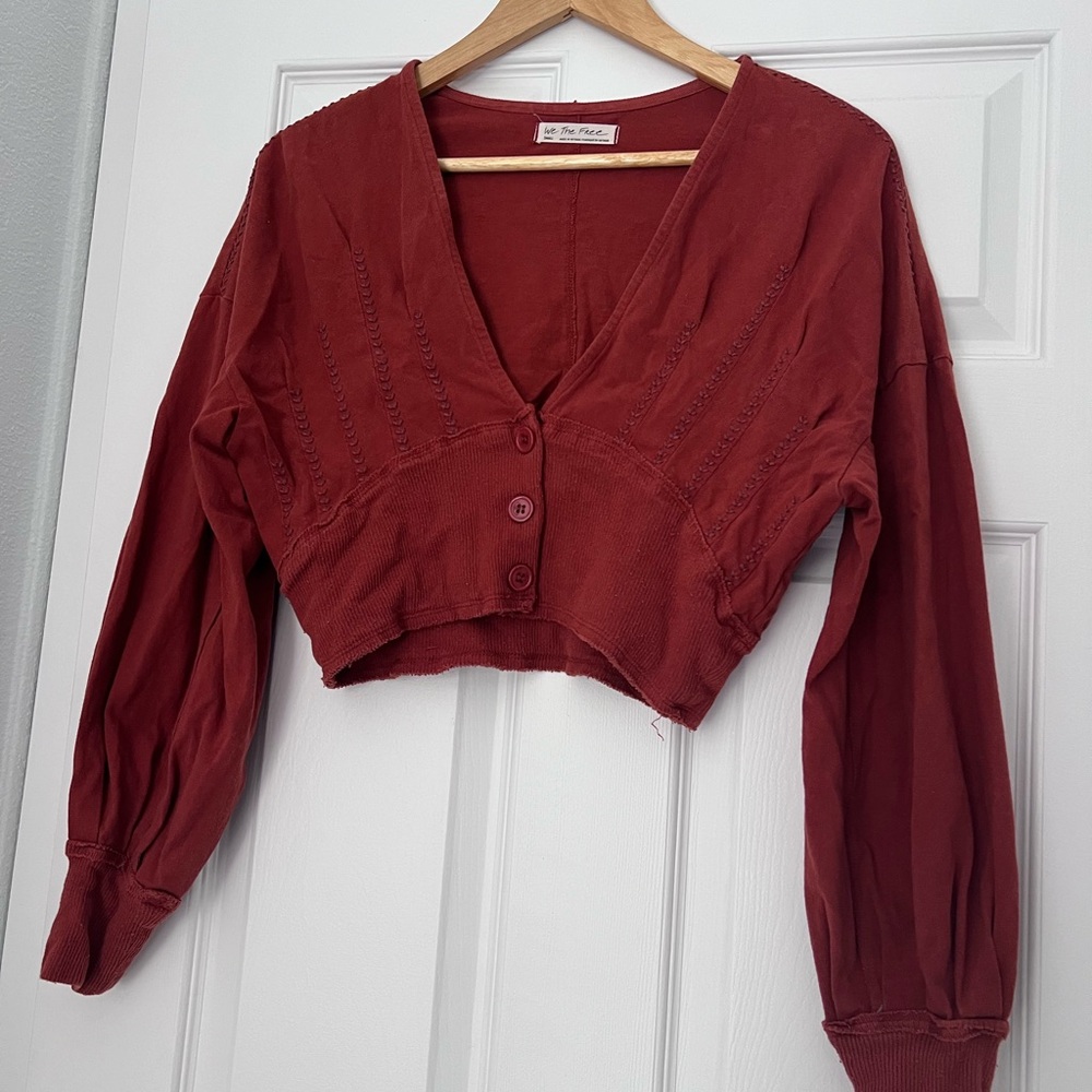 Orange Button-Up Cropped cardigan